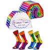Rainbow Socks - Unisex Donna Uomo - Calzini Colorati Colori a Matita in Una Confezione A Forma Di Arcobaleno - Per Lei, Per Lui - 2 Paia - 36-40