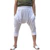 SAVARI | Pantaloncini Corti Harem | Cotone Riciclato | Stile Pirata | Estivo | con Ampia Fascia Elastica in Vita e con Tasche | Pantaloncini Confortevoli | per Lo Yoga | Unisex | Bianco | Taglia XL