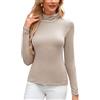 TMEOG Maglia Termica Collo Alto Donna Dolcevita Termico Lupetto Manica Lunga Maglioncino Turtleneck Magliette Termiche Invernale Basic Maglie Intimo per Donna(Albicocca,S)