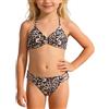 Generico Costume da bagno a due pezzi Bikini con stampa leopardata per adolescenti Top Tankini senza Maniche e Calze Abbinate Confortevole #0507Y