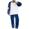 KBOPLEMQ Pigiama da uomo lungo in flanella, set pigiama invernale a maniche lunghe e pantaloni da sonno, set per uomini, in pile, lungo, caldo, cotone, due pezzi, O blu., L