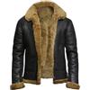 JAKRON Giacca Bomber da Uomo RAF Aviator B3 in Pelle di Pecora Premium in Shearling, Abbigliamento Invernale Elegante, Nero - Vera Pelle, XL