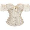 Generico Donna Corsetto Elegante Corsetto Bustino Shapewear per Donne Costume Corpetto Modellante Push Up Lingerie Stringivita Bustier in Pizzo Bustino Corsetti per Donne Carneval (Beige, XS)