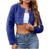 Generisch Cappotto corto da donna in pelliccia sintetica tinta unita, con calda imbottitura, in pelliccia sintetica, Blu, S