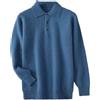 OWEIEYEU Polo da uomo in 100% cashmere visone con bottoni a volare a girocollo pullover manica lunga, Blu foschia, L