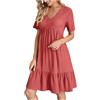 LKRSEEF Abiti Estivi Donna Vestiti Abitino Primaverile Mare Vestito Cotone Casual Estivo Abito Elegante in Lino Boho Chic Dresses Leggero Corto Abbigliamento Summer for Women Rosso L