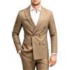 MOGU Abito da uomo, 2 pezzi, slim fit, con blazer doppiopetto e pantaloni da smoking, Cachi, 56