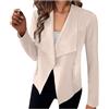 Cicilin Giacca da donna in finta pelle scamosciata, aperta sul davanti, a maniche lunghe, casual, cardigan, giacca blazer, Beige, XL
