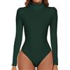 SHAPERIN Body Donna Manica Lunga Collo Alto Aderente Bodysuits Tops Long Sleeve Body Suit Turtle Neck Jumpsuits Tops Verde-Manica Lunga XL