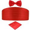 DonDon set di 3 pezzi da uomo, contenente fascia da smoking, papillon e fazzoletto da taschino, tutti dello stesso colore per occasioni festive