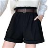 Xmiral Pantaloncini tascabili Morbidi Pantaloni Alti in Velluto a Coste da Donna Larghi con Vita Plissettata Casual Super Completo Maglietta E Pantaloncini
