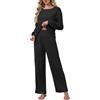 CheChury Tute Donna Elegante e Casual Set Pigiama Lungo Tuta da Casa Tuta Sportiva Donna Tute da Ginnastica Due Pezzi Pigiama Manica Lunga e Pantaloni a Vita Alta Completo 2 Pezzi Loungewear Yoga