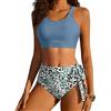 Ekouaer Bikini da donna a vita alta, 2 pezzi, costume da bagno sexy push-up controllo pancia bikini slip imbottito costumi da bagno per spiaggia
