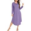 Bresdk Camicia da Notte Donna - Camicia da Notte Donna Manica Lunga a V Camice da Notte Invernale in Cotone Lungo con Bottoni Comodo Ampio Sleepwear per Casa e Casuale