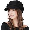 Comhats - Berretto da donna in lana con palloncino, caldo berretto con visiera, berretto invernale, basco, cappello da pittore con visiera, M