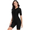 BEACHKINI Costume da Bagno Intero Donna Stampa Maniche Corte con/Senza Maniche Costumi da Bagno Spiaggia con Cerniera Protezione UV Costumi da Mare Surf da Bagno
