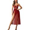 Avidlove Lingerie Sexy Lingerie da Donna Set Lingerie di Pizzo Babydoll in Rete con Scollo a V Intimo Corpetto Camicia da Notte Longe Indumenti da Notte con Spacco Laterale Negligee