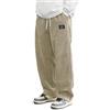 Generico Pantaloni di Velluto Uomo Kirakuco Pantalonis Giapponesi a Coste Largo Taglio Dritto, Modello con Vita Elasticizzata e Cordino Baggy Elasticizzati Casual Pantalone