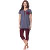 Be Mammy Pigiama a Manica Corta Funzione Allattamento BE20-177 (Blu Marino-Stelle-Rosso Vinaccia, M)