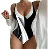 Generico Costume Intero A Fascia Costumi Taglie Forti Donna Costume da Bagno da Donna con Scollo a V, Conservatore, di Grandi Dimensioni, Primavera Calda Coppe per Costumi da Bagno (White, XXXL)