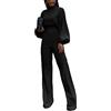 shownicer Donna Monopezzi e Tutine Elegante Tuta senza Schienale Vita Alta Pantaloni Manica Lunga Casual Siamesi Salopette Larghi Jumpsuit Moda Tops A Nero L