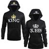 Micaxili Felpe di Coppia Fidanzati King e Queen Felpa Donna Uomo con Cappuccio Regali di Coppia Divertenti 1 Pezzo(BK-King-L)