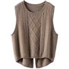 KBOPLEMQ Gilet lavorato a maglia da donna, senza maniche, maglione casual, in lana grigia, girocollo, autunno, inverno, caldo, cami west