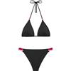 SUNDEK Jennifer Bikini da Donna con Top a Triangolo e Slip Arcobaleno (IT, Testo, XL, Regular, Regular, Nero 41)