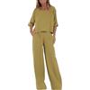 Gyaimxfu Tuta Elegante Donna In Cotone E Lino Completi Estiva In Lino Mare Tute Pantalone E Top Due Pezzi Tuta Anziani Casual Set Di Estiva Camicia E Pantaloni a Gamba Larga Oversize