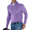 Letuwj Top Polo Manica Lunga Scollo a V Lana Pile Cerniera Uomo Casual, Viola chiaro, XXL