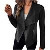 TANMESSO - Blazer da donna 2024 a maniche lunghe, aperto sul davanti, in eco-pelliccia, Nero , M