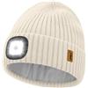 ATNKE LED Illuminato Berretto Cappello,USB Ricaricabile 4 LED Corsa Cappello Torcia Mani Libere Testa Lampada Invernale Calda Pile Foderato Lavorato Beanie Regali per Uomo e Donna/Beige