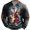 Generisch Felpa da uomo con rocker Babbo Natale - Maglione con Babbo Natale sulla chitarra e cerniera | Casual Ugly Christmas Sweater per uomini e motociclisti, Stile D01 Nero, L