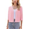 Zeagoo Bolero da Donna Festivo Elegante Cardigan Bolero Corto Giacca con Spalla Manica a 3/4 Cardigan Aperto sul Fronte Casual Tinta Unita S-XXL
