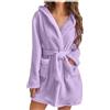 Vhersily Vestaglie Corta Donna Invernale Pile Elegante: Camicia da Notte con Cintura Sexy Vestaglia Manica Lunga in Peluche Pigiama Cappuccio Caldo Invernale Donna Calda Vestaglia Lunga Cappuccio