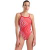 ARENA Marbled Costume da Bagno, Rosso/Rosso Multi, 32 Donna