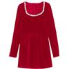 Generisch Elegante abito da donna in velluto con scollo decorato - Mini abito a maniche lunghe in classica linea ad A | Il piccolo nero per feste e occasioni festive, M