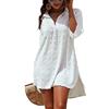 TBSCWYF Abito da Spiaggia Allentato da Donna Bikini Allentato a Manica Lunga con Scollo a V Coprire Costumi da Bagno Coprire Tunica fluida Camicetta per Le Vacanze Costumi Interi da Bagno per Donna