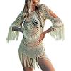 Generico Copri Costume Mare DonnaCopricostume da Bagno Donna in Pizzo all'Uncinetto Leggero Elegante per Spiaggia e Piscina (Beige, One Size)