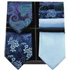HISDERN Lotto 3 pezzi Cravatta da uomo Classica elegante Righe a quadri Cravatte in tinta unita e fazzoletto Cravatta in seta Set Cravatta per matrimoni Cravatta a quadri Set multipli