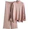HEONSATI Completi Lana in 2 Pezzi Pullover Top a Maniche Lunghe Pantaloni a Gamba Larga Tuta Eleganti Comodo Larghi Set da Donna a Metà Autunno in Maglia Training Complete da Casa Curvy Polsino Elastico