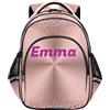RPLIFE Zaino per bambini personalizzato per età scolastica 6-8 anni, carino zaino da 15 pollici per la scuola elementare, stile metallizzato oro rosa