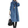 FZKun Abito da donna in velluto a coste, invernale, spesso, a maniche lunghe, collo alto, caldo, taglie forti, abito lungo con tasche