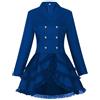 Cexiakong Steampunk Pirata Giacca Medievale Gotico Frack Vittoriano Pizzo Nero Vestito di Halloween Vestito Da Donna Grandi Dimensioni Con Corsetto Steampunk Abito, Blu, M