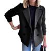 Suncadmious Giacca Casual da Donna Primaverile con Risvolto e Bottoni in Maglia con Maniche Patchwork Cravatta da Lavoro Blazer Casual in Tweed Doppiopetto (Nero,XL)