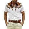 WWricotta Camicia Western Uomo Stampa Medievale Drago, Maniche Corte, Cotone Morbido, per Look Country e Avventure
