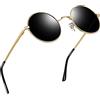 Joopin Occhiali da Sole Uomo Donna Rotondi Vintage Polarizzati UV400 | Montatura metallo sottile tondi piccoli hippie retrò lenti specchio unisex adulti