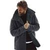 Suncolour Giacca da uomo foderata in pile scamosciato Cappotto lungo in shearling da uomo in pelliccia sintetica con collo a polo