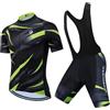 Turbovera Set Ciclismo Estivo Uomo Manica Corta con Pantaloncini Imbottiti 9D - Tuta MTB Traspirante e Asciugatura Veloce (Verde2, 3XL)