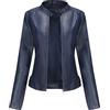 Suncadmious Donna in Ecopelle Zip Up Moto Giacca da Motociclista con Cuciture Dettaglio (Blu,S)